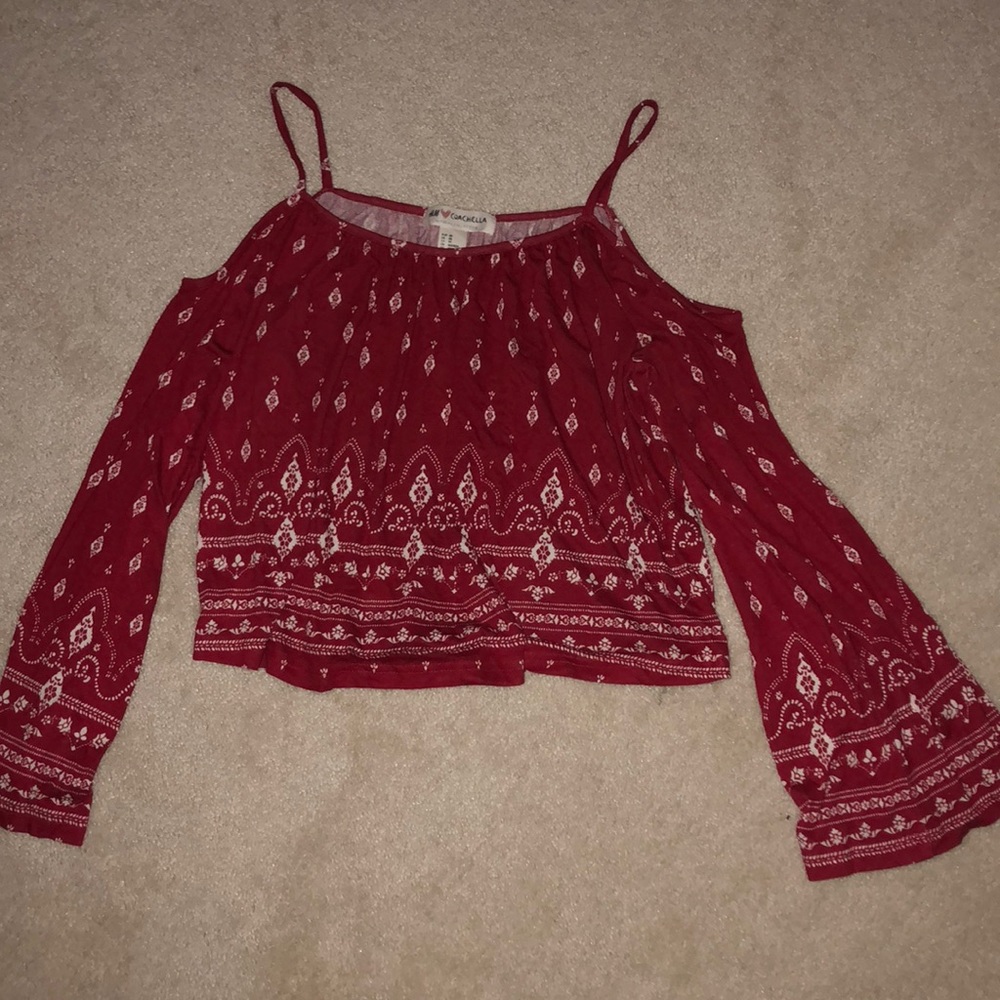 Red and white off the shoulder festival blouse